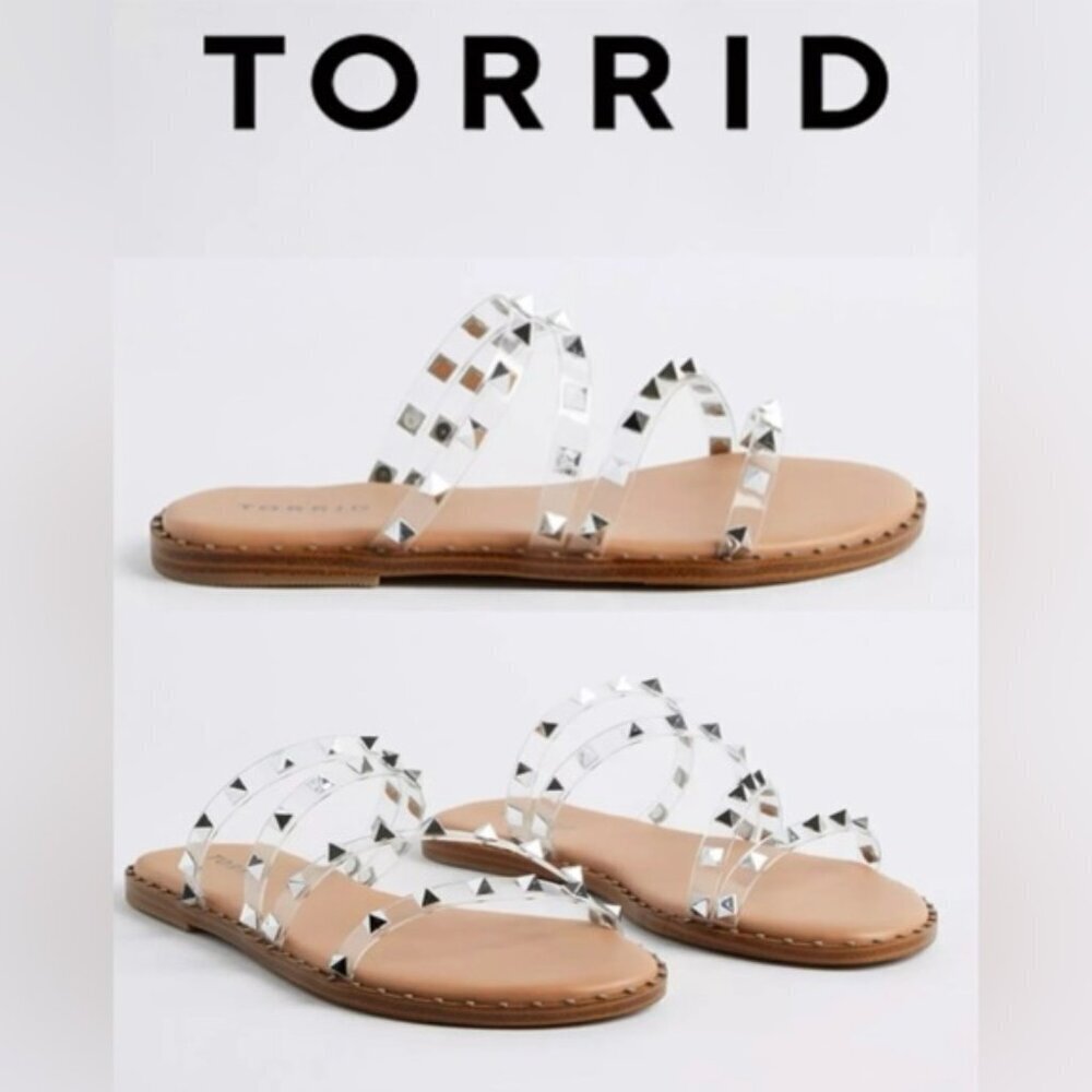 Torrid - Women's Studded Strap Sandal - Clear. Size: 8.5 WW. (1670)